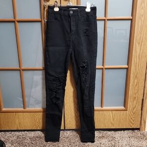 SO Super High Rise Black Distressed Women's Jeggings